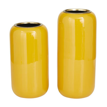 YELLOW METAL VASE,