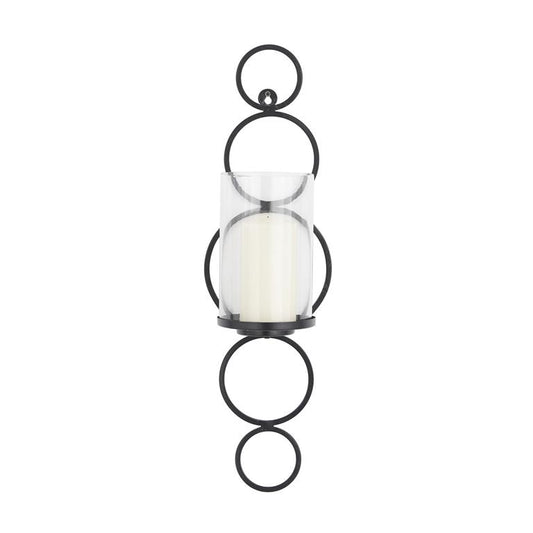 COSMOLIVING BY COSMOPOLITAN BLACK METAL WALL SCONCE,