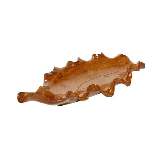 BROWN TEAK WOOD LEAF HANDMADE LIVE EDGE TRAY