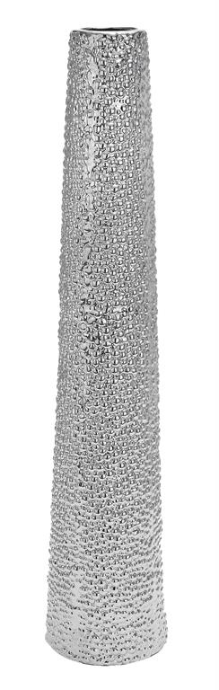SILVER CERAMIC TALL VASE WITH BUBBLE TEXTURE