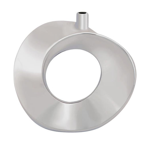 SILVER CERAMIC DONUT SHAPE VASE