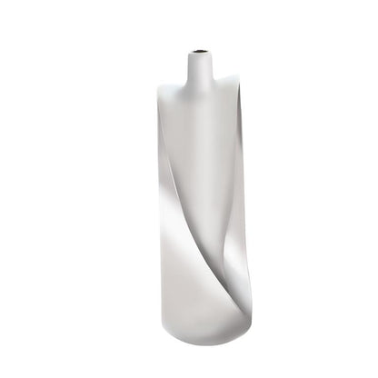 SILVER CERAMIC DONUT SHAPE VASE