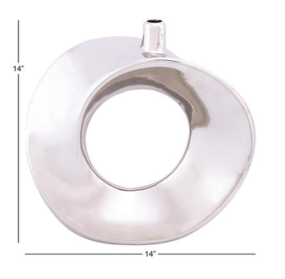 SILVER CERAMIC DONUT SHAPE VASE