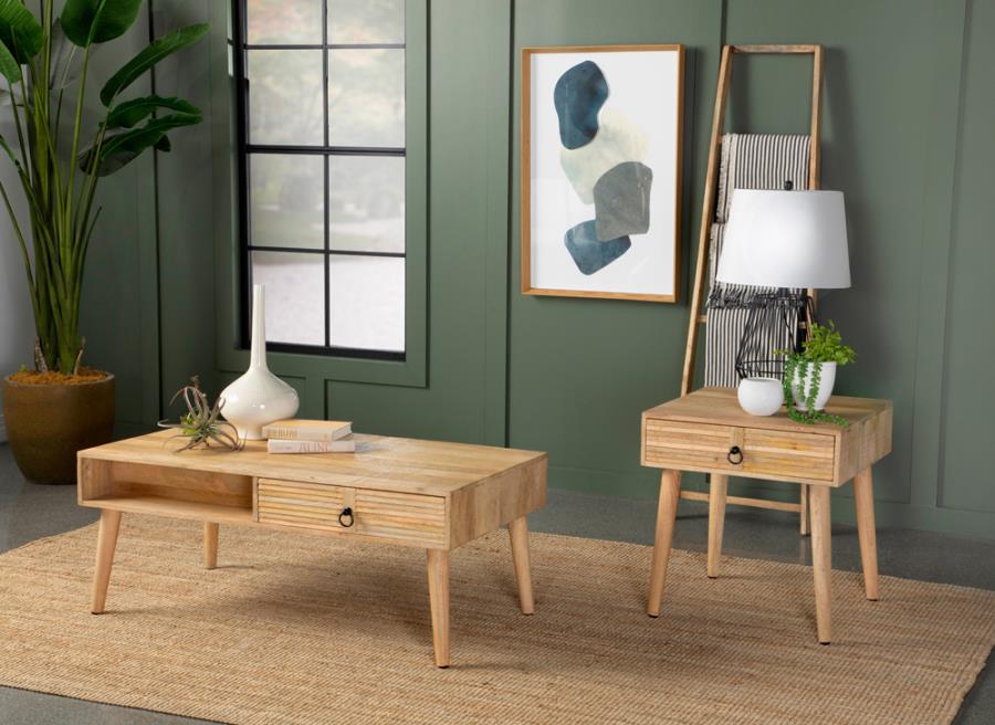 Rectangular 1-drawer Coffee Table Natural