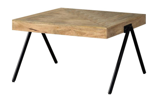 Rectangular Coffee Table with Metal Legs Natural and Black