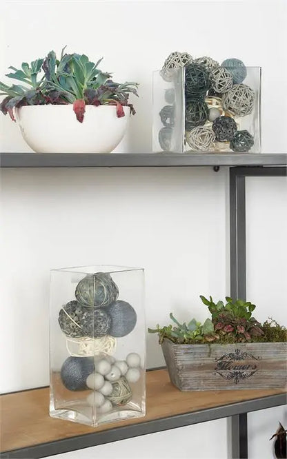 Gray Dried Plant Coastal Orbs & Vase Fille