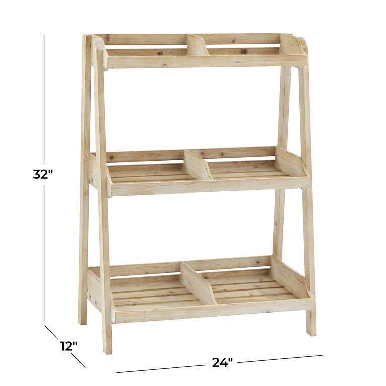 BROWN WOOD INDOOR OUTDOOR 3 TIER PLANTSTAND