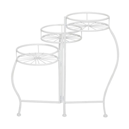 WHITE METAL STARBURST INDOOR OUTDOOR 3 TIER PLANTSTAND