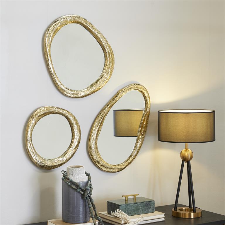 GOLD ALUMINUM ABSTRACT WALL MIRROR