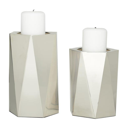 SILVER STAINLESS STEEL CANDLE HOLDER