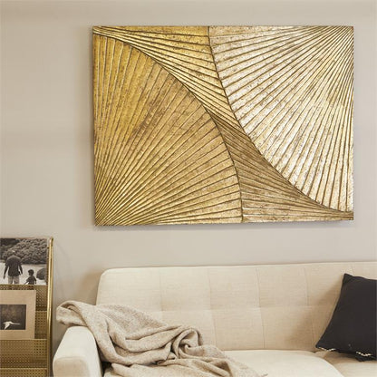 GOLD WOOD GEOMETRIC CARVED RADIAL WALL DECOR