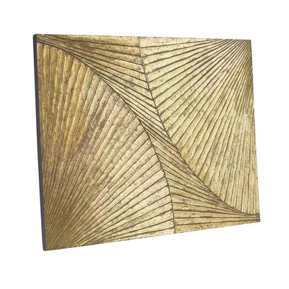 GOLD WOOD GEOMETRIC CARVED RADIAL WALL DECOR