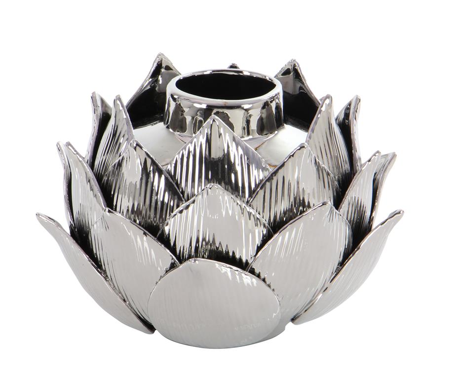 SILVER PORCELAIN GLAM VASE