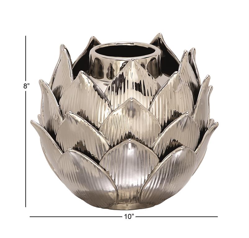 SILVER PORCELAIN GLAM VASE