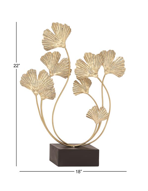 GOLD METAL FLORAL CURVED SCULPTURE