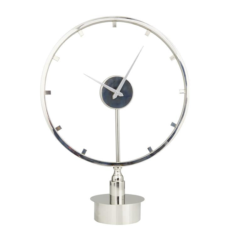 SILVER STAINLESS STEEL LARGE OPEN FRAME CLOCK