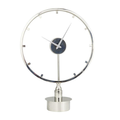SILVER STAINLESS STEEL LARGE OPEN FRAME CLOCK