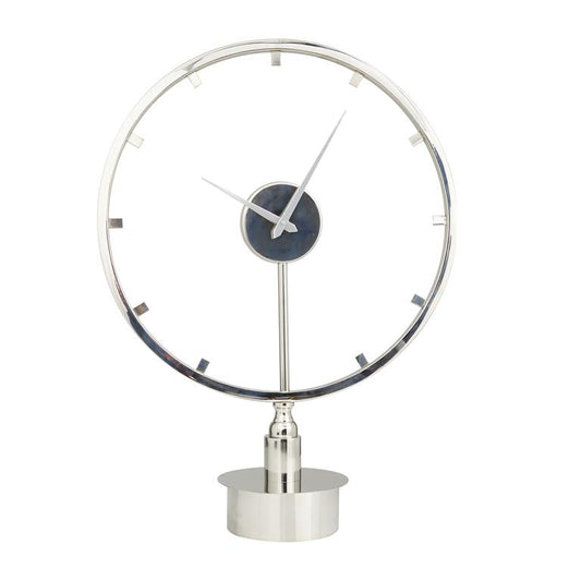 SILVER STAINLESS STEEL LARGE OPEN FRAME CLOCK