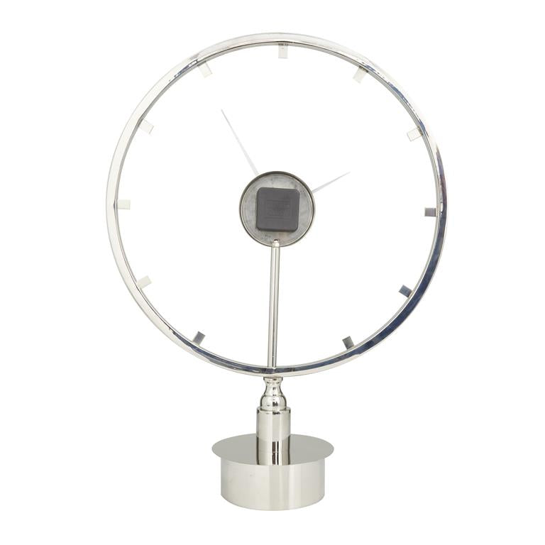 SILVER STAINLESS STEEL LARGE OPEN FRAME CLOCK