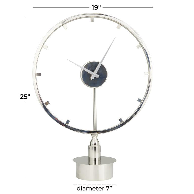 SILVER STAINLESS STEEL LARGE OPEN FRAME CLOCK