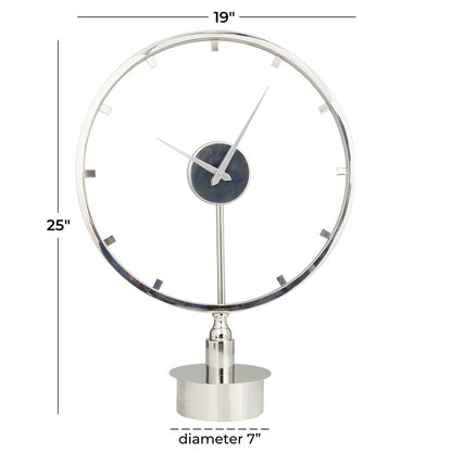SILVER STAINLESS STEEL LARGE OPEN FRAME CLOCK