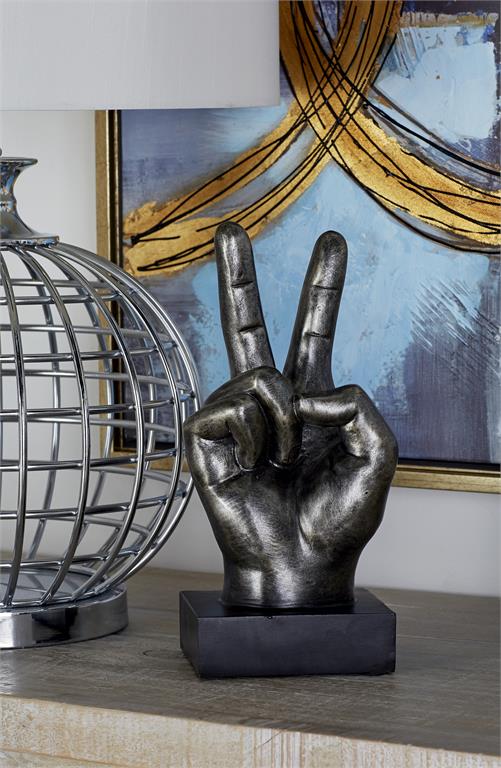 DARK GRAY POLYSTONE HANDS HANDS SCULPTURE