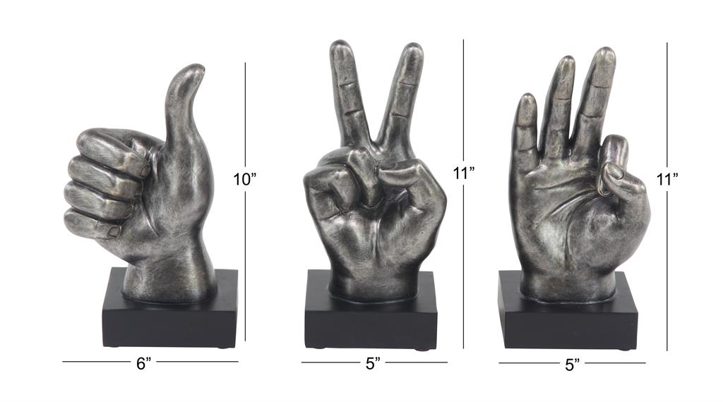 DARK GRAY POLYSTONE HANDS HANDS SCULPTURE