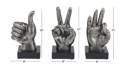 DARK GRAY POLYSTONE HANDS HANDS SCULPTURE