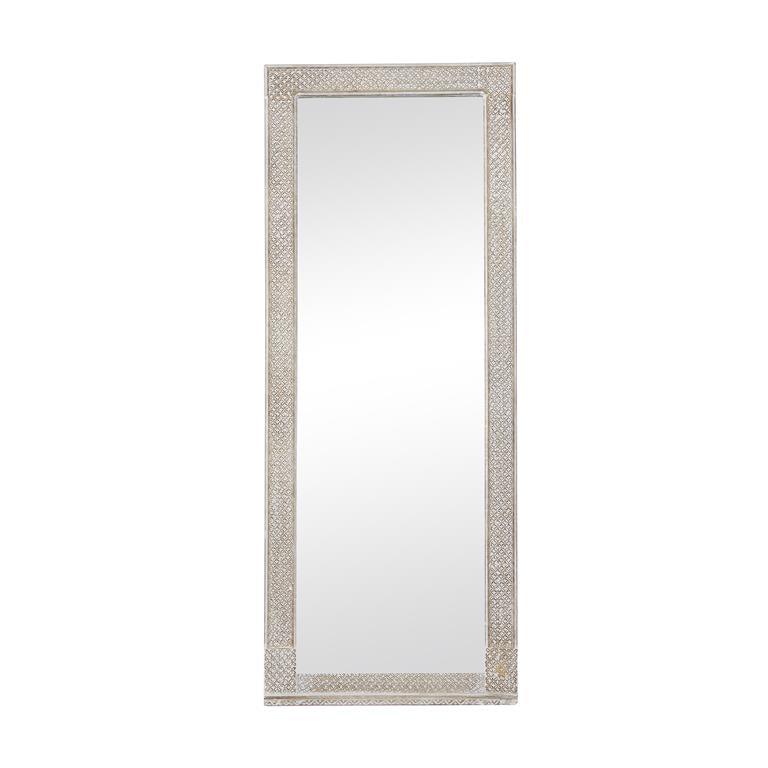 WHITE WOOD FLORAL INTRICATELY CARVED WALL MIRROR,