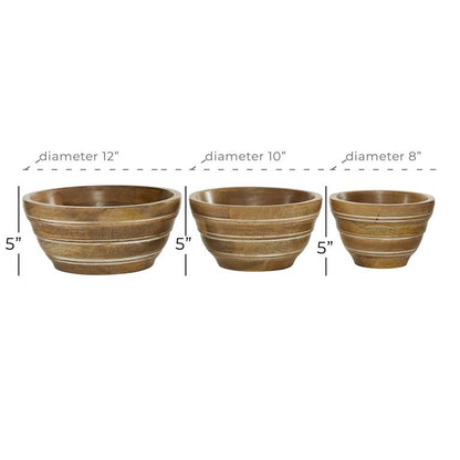 BROWN WOOD HANDMADE SERVING BOWL