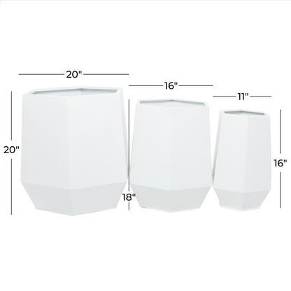 COSMOPOLITAN WHITE METAL INDOOR OUTDOOR PLANTER
