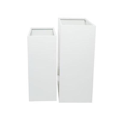WHITE METAL INDOOR OUTDOOR PLANTER