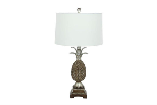 BROWN POLYSTONE FRUIT PINEAPPLE TABLE LAMP