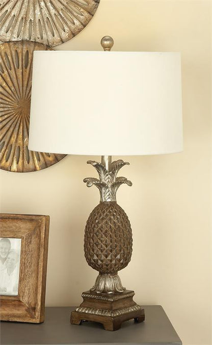 BROWN POLYSTONE FRUIT PINEAPPLE TABLE LAMP