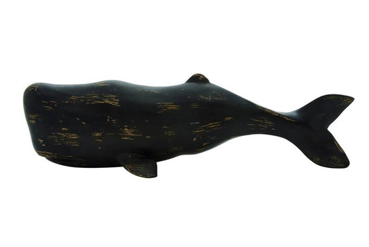 BLACK POLYSTONE WHALE WALL DECOR