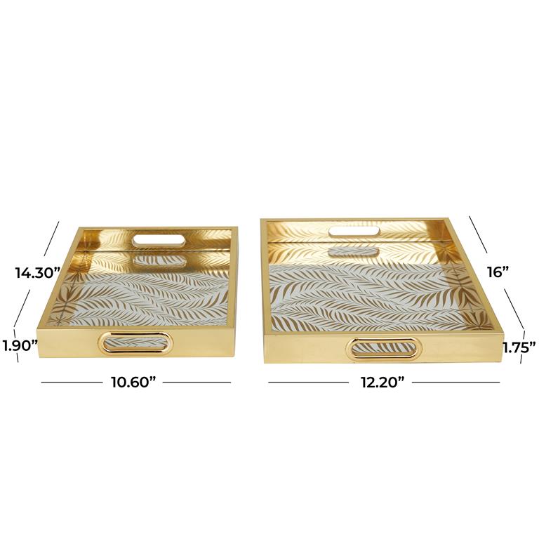 GOLD PLASTIC GEOMETRIC MIRRORED TRAY,