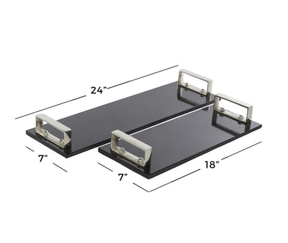 VENUS WILLIAMS COLLECTION SET OF 2 BLACK MARBLE MODERN TRAY
