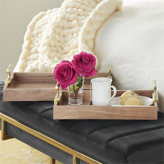 VENUS WILLIAMS COLLECTION  BROWN WOOD MODERN TRAY