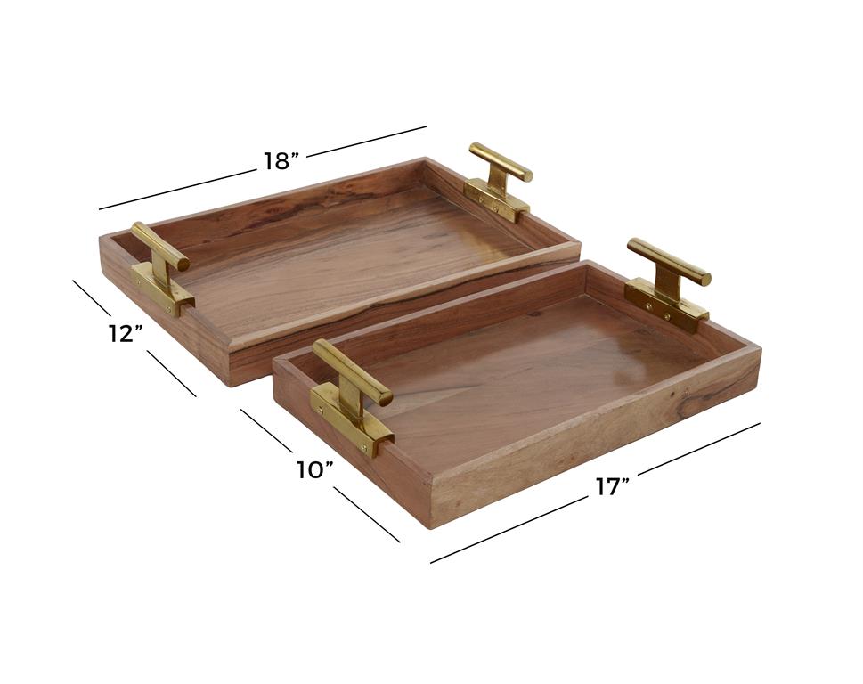 VENUS WILLIAMS COLLECTION  BROWN WOOD MODERN TRAY