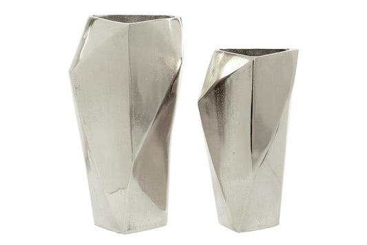 VENUS WILLIAMS COLLECTION SILVER ALUMINUM MODERN VASE