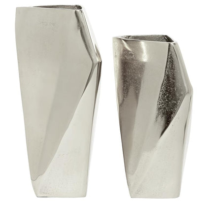 VENUS WILLIAMS COLLECTION SILVER ALUMINUM MODERN VASE