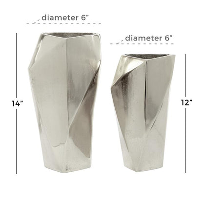 VENUS WILLIAMS COLLECTION SILVER ALUMINUM MODERN VASE