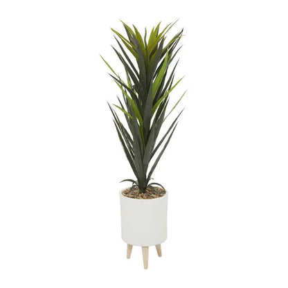 White Plastic Modern Dracaena Artificial Plant