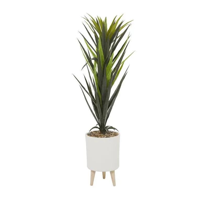 White Plastic Modern Dracaena Artificial Plant