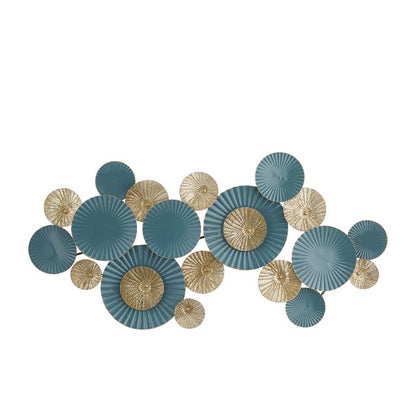 TEAL METAL PLATE WALL DECOR WITH TEXTURED PATTERN,