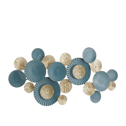 TEAL METAL PLATE WALL DECOR WITH TEXTURED PATTERN,