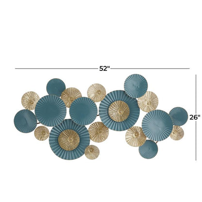 TEAL METAL PLATE WALL DECOR WITH TEXTURED PATTERN,