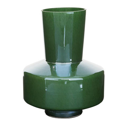 GREEN GLASS VASE