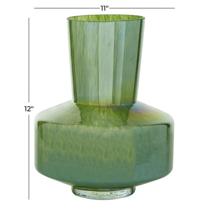 GREEN GLASS VASE