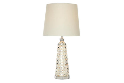 WHITE CAPIZ SHELL GLAM TABLE LAMP